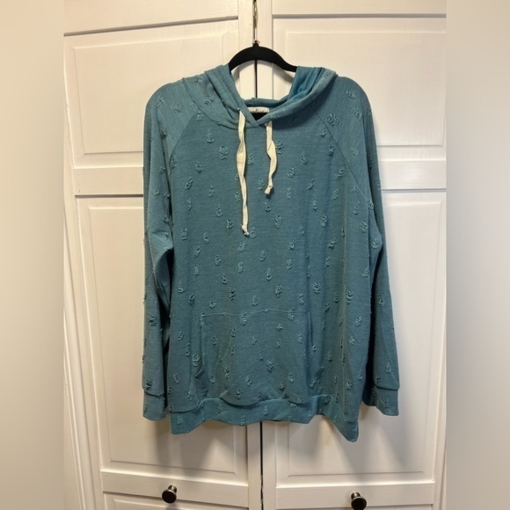 Haptics By Holly Harper Distressed Lightweight Pullover W/Hoodie Size Womens 2X